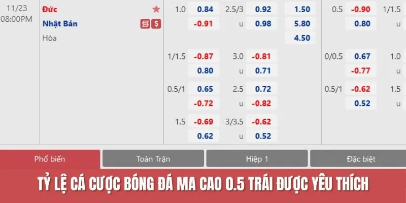 Tỷ lệ cá cược bóng đá ma cao 0.5 trái rất được yêu thích Tỷ lệ cá cược bóng đá ma cao 0.5 trái rất được yêu thích